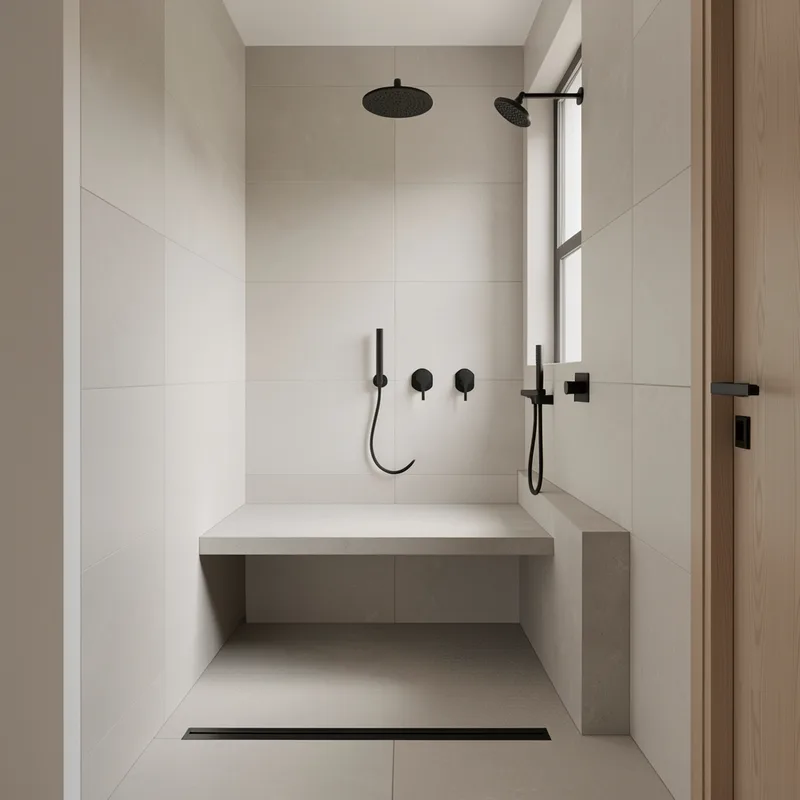 Douche italienne avec banc : dimensions, matériaux et pose