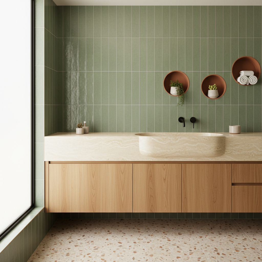 Tendances salle de bains 2026 : matériaux, couleurs et formes